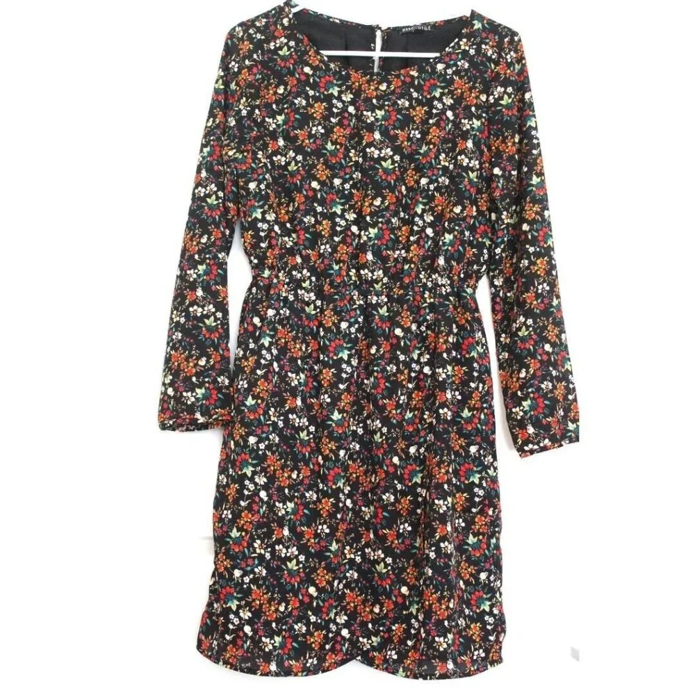 J Crew Tulip-hem Floral Dress Long Sleeves Career Office Minimalist Sz 2
